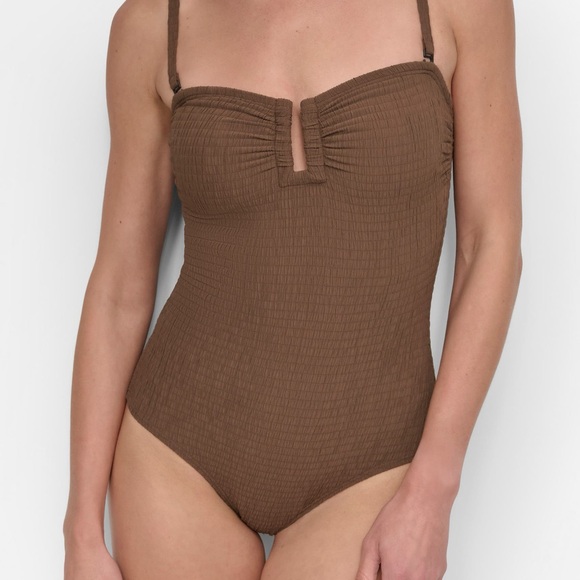 DKNY Bandeau Shirred One-Piece Swimsuit - Picture 11 of 11